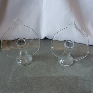 Vtg Calla lilly jack in the pulpit clear glass vase art glass set of 2